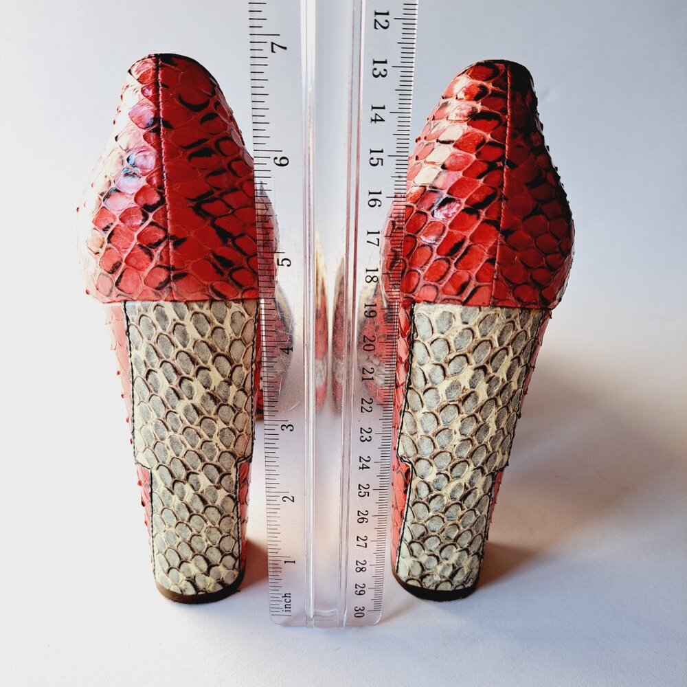 Miu Miu Runway Python Red Off-White Platform Heel… - image 8